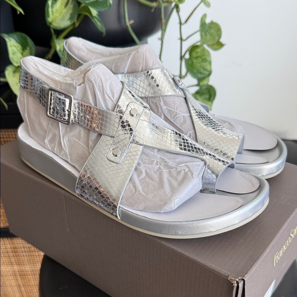 New! Franco Sarto Silver Sandals - Blair style with straps